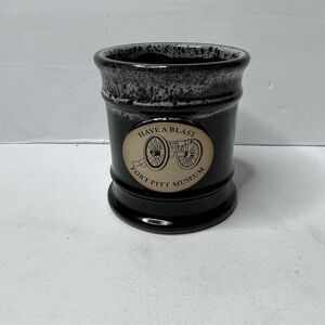 Sunset Hill Stoneware  Black Gray Fort Pitt Museum Glazed Pencil Holder Mug